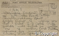 Telegram announcing death in action [World War I]