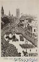 Postcard: Victory march of the allied troops in London, July 19th 1919. French troops in Whitehall