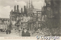 Postcard: The Great European War 1914. Fire of Louvain Belgium. Aug, 22-23-24.  The Great Place