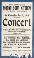 Derbyshire Motor Soup Kitchen for Soldiers at the Front - poster regarding concert at Stanley common