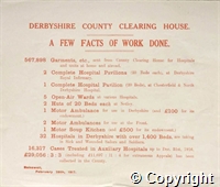 Derbyshire County Clearing House `A Few Facts of Work Done' [regarding hospital beds and soup kitchens]