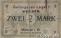 'Konto-Gegenkarte' for A H Doughty whilst a Prisoner of War, money order coupons and Munster Prisoner of War camp 'banknote' worth 2 Marks