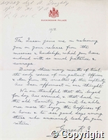 Letter from King George V to Sergeant A Doughty on his release as a Prisoner of War