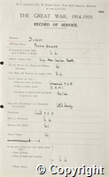 World War One Service Record Sheets (Men)