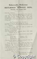Papers re. return celebrations held for soldiers at Bakewell, Aug 1919