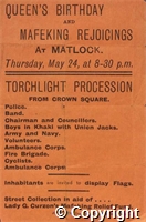 Poster for torchlight procession from Crown Square, Matlock for the Queen's birthday and Mafeking Rejoicings, 24 May 1900