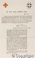 Letter from Chairman of Central Joint VAD Committee re a copy of the Army Council's tribute to the work of our VAD members during the Great War, Jul 1919