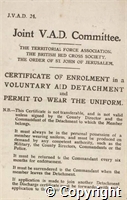 Certificate of enrolment in a VAD, 15 Aug 1916