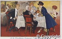 Colour postcard: 'At the Rhonddavous Restaurant'