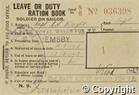 Leave or duty ration book for Captain C S Wright, issued by the 23rd Batt. Royal Welsh Fus. T.F. at Hemsby for 11-12 Aug 1918