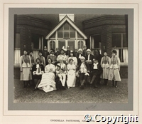 Group photographs (mounted) of Cinderella Pantomime (including C S Wright), Christmas 1916