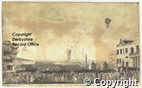 A Representation of the Ascension of Lunardi's British Flag Balloon, with George Biggin Esq and Mrs Sage from Royal George Rotunda St Georges Fields