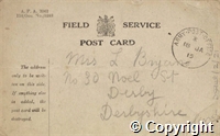 Field Service Postcard, re. having received a letter dated 26/12/1914, 16 Jan