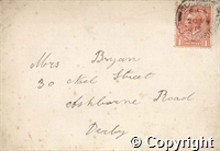 Envelope addressed to Mrs Bryan, 20 Mar