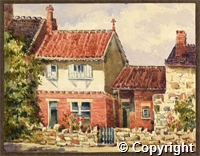 Untitled watercolour of a house by Maude Verney