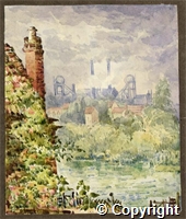 Watercolour titled 'Pleasley Hill from bottom of Crow Hill'  by Maude Verney