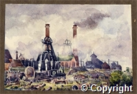 Watercolour titled 'From Colliery Yard by Maude Verney