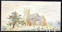 Watercolour of Pleasley Church by Maude Verney