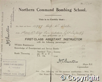 Certificate from Northern Command Bombing School