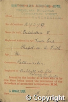 Army Reserve scheduled occupation certificate of Ed Sidebottom, 8 May 1917
