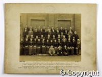 Black and white photograph of a group of employees of Milford mills