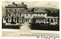A black and white photo-postcard showing the Bedford Hotel, St John's Road, Buxton
