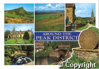 Postcard featuring seven colour photographs of views taken in the Peak District.