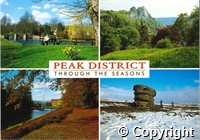 Postcard featuring four colour photographs showing the Peak District in different seasons.