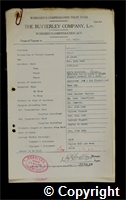 Workmen’s Compensation Act form for Joseph Wells, aged 19, Ganger at Britain Colliery