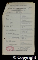 Workmen’s Compensation Act form for Harry Hopkinson, aged 26, Blacksmith at Britain Colliery
