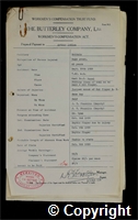 Workmen’s Compensation Act form for Arthur Ludlam, aged 43, Belt Attendant at Britain Colliery