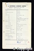 Workmen’s Compensation Act form for Percy Watson, aged 56, Dataller at Britain Colliery