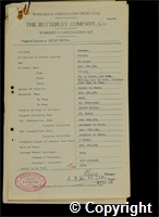 Workmen’s Compensation Act form for Walter Hallam, aged 60, Filler at Ormonde Colliery